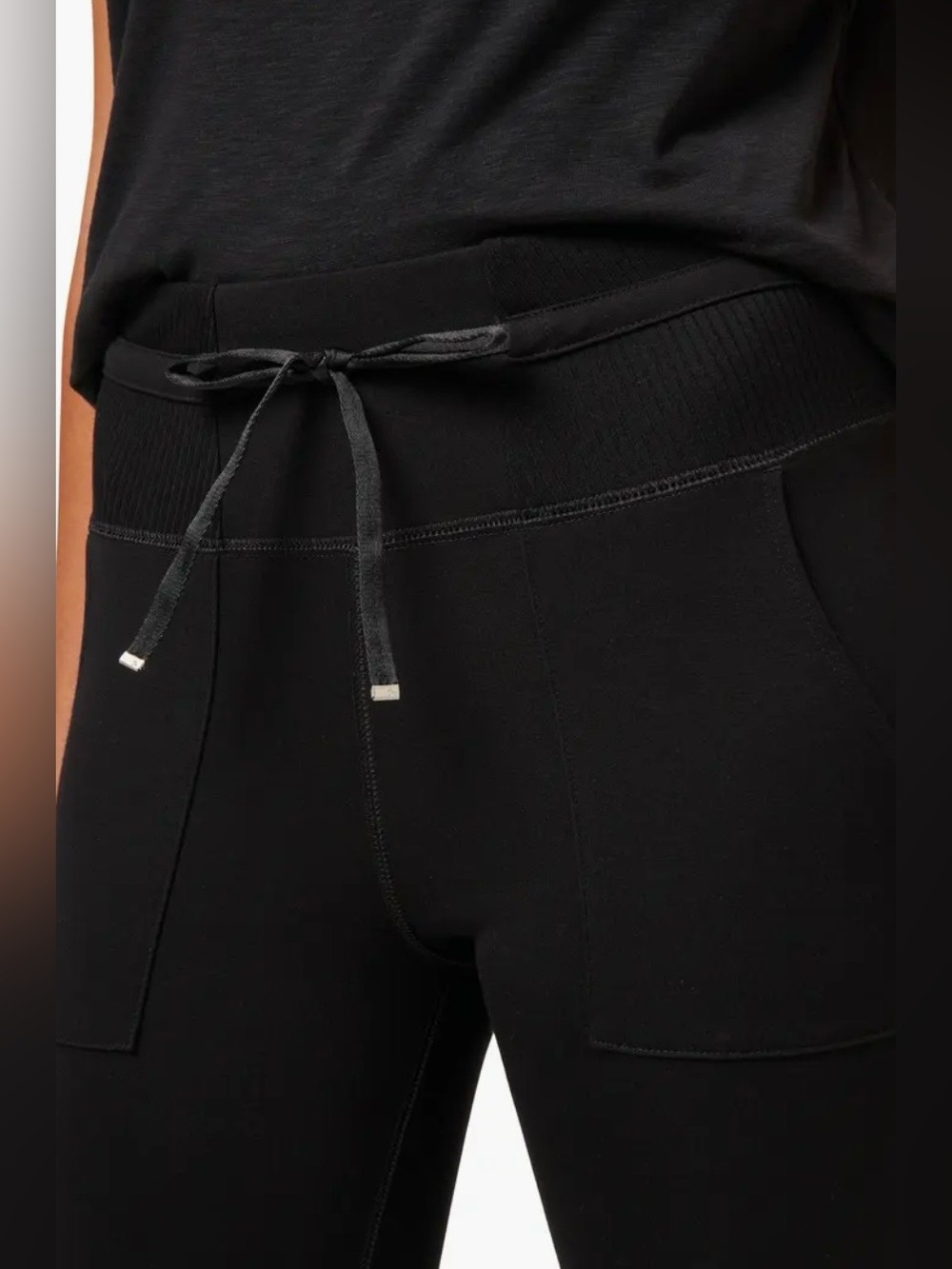 TravisMathew Friday Ponte Pocket Leggings Black High Rise Drawstring NWOT Large